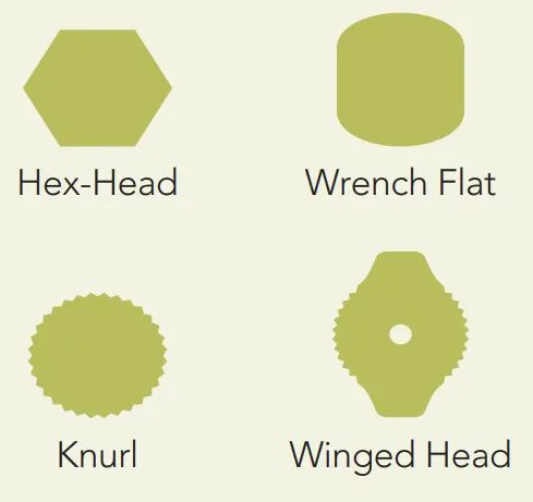 Schematische Darstellung der verschiedenen Kopfformen von Fittings